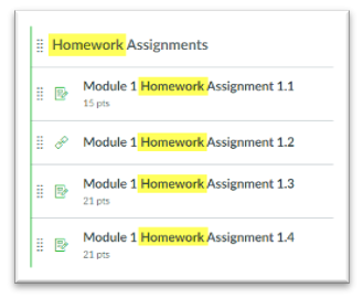 Sample Online Assignments Identified as “Homework”